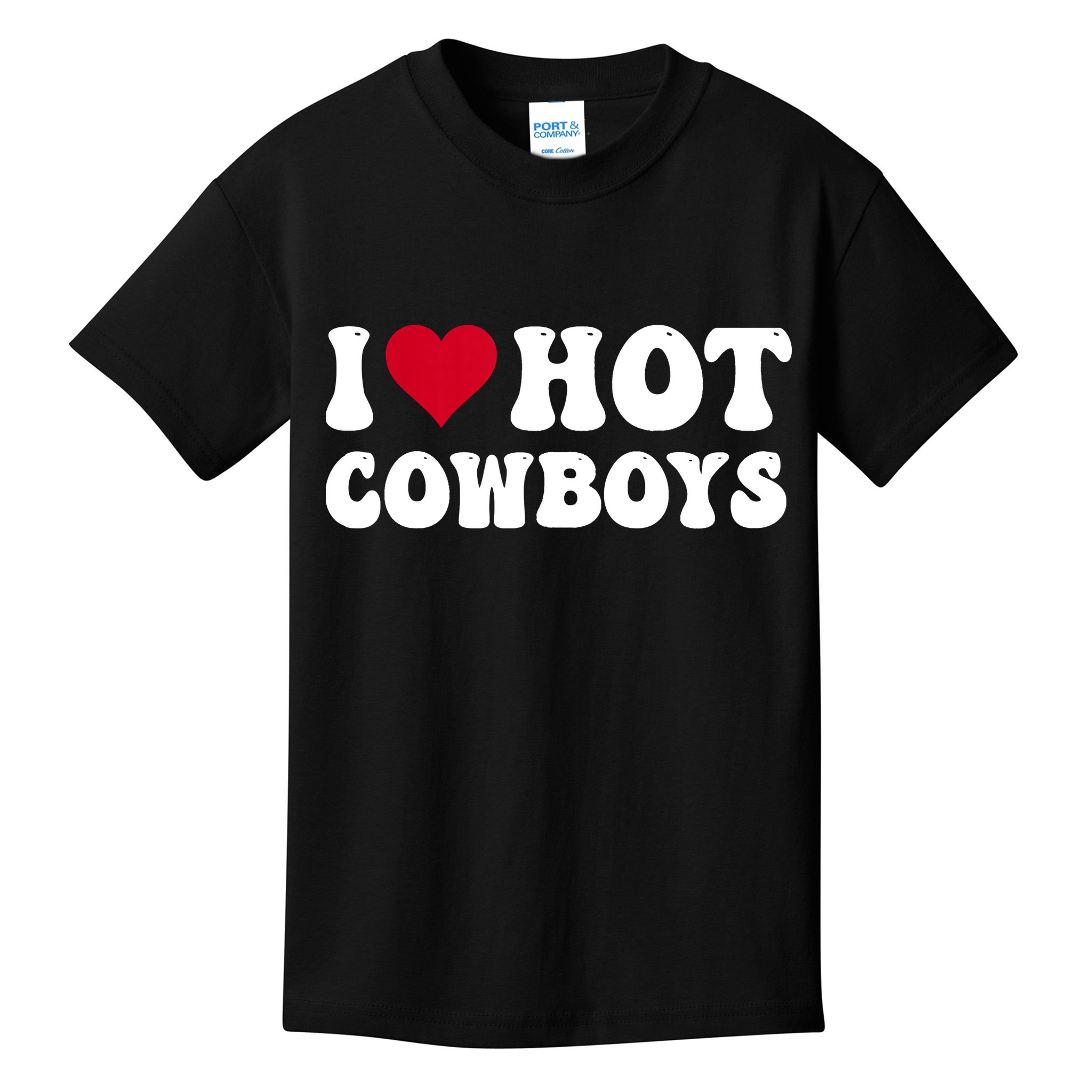 I Love Hot Cowboys I Heart Cowboys Funny Country Western Kids T-Shirt