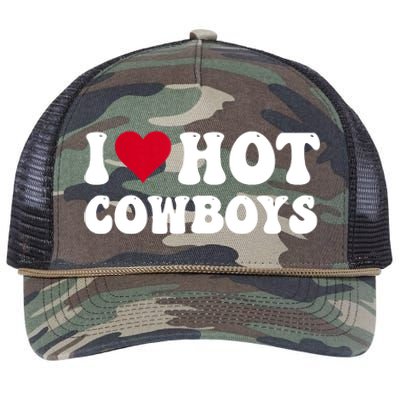 I Love Hot Cowboys I Heart Cowboys Funny Country Western Retro Rope Trucker Hat Cap