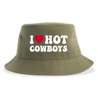 I Love Hot Cowboys I Heart Cowboys Funny Country Western Sustainable Bucket Hat