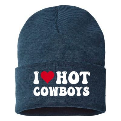 I Love Hot Cowboys I Heart Cowboys Funny Country Western Sustainable Knit Beanie