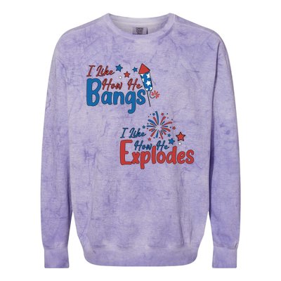 I Like How She Explodes I Like How He Bangs Colorblast Crewneck Sweatshirt