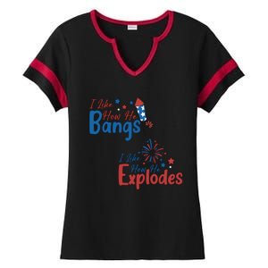 I Like How She Explodes I Like How He Bangs Ladies Halftime Notch Neck Tee