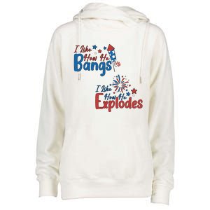 I Like How She Explodes I Like How He Bangs Womens Funnel Neck Pullover Hood