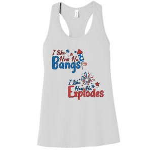 I Like How She Explodes I Like How He Bangs Women's Racerback Tank