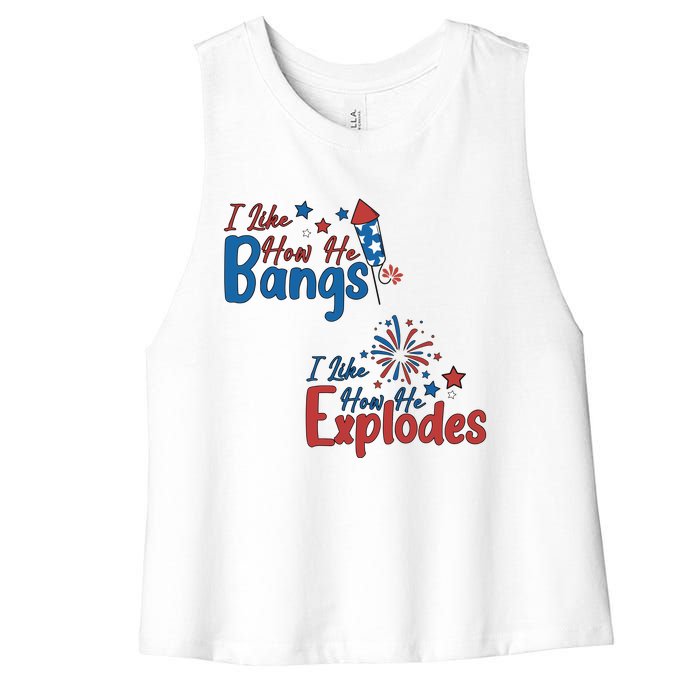 I Like How She Explodes I Like How He Bangs Women's Racerback Cropped Tank