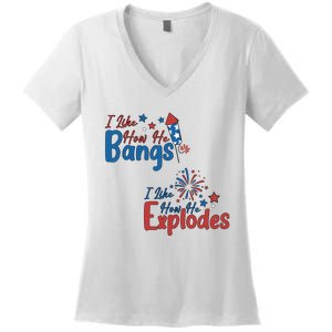 I Like How She Explodes I Like How He Bangs Women's V-Neck T-Shirt