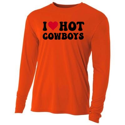 I Love Hot Cowboys I Heart Cowboys Funny Country Western Cooling Performance Long Sleeve Crew