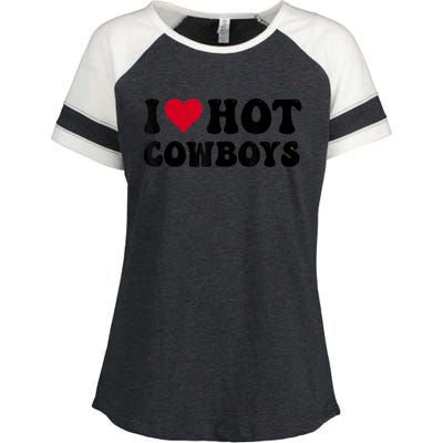 I Love Hot Cowboys I Heart Cowboys Funny Country Western Enza Ladies Jersey Colorblock Tee