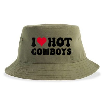 I Love Hot Cowboys I Heart Cowboys Funny Country Western Sustainable Bucket Hat