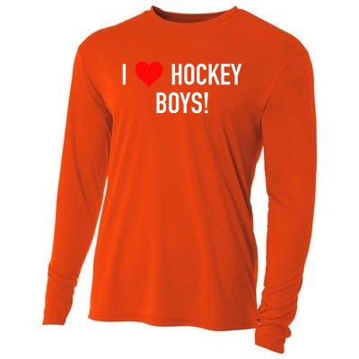 I Love Hockey Graphic Novelty Fun Vintage Style Gift Cooling Performance Long Sleeve Crew