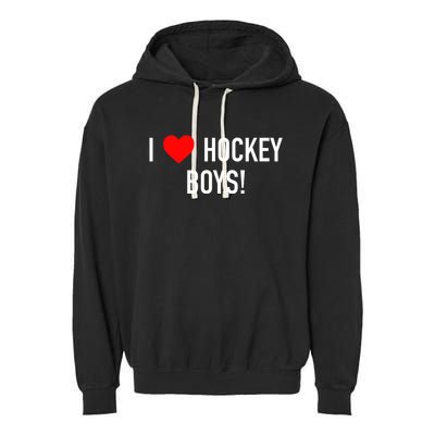 I Love Hockey Graphic Novelty Fun Vintage Style Gift Garment-Dyed Fleece Hoodie