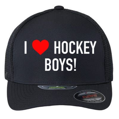 I Love Hockey Graphic Novelty Fun Vintage Style Gift Flexfit Unipanel Trucker Cap