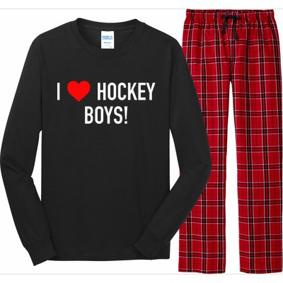 I Love Hockey Graphic Novelty Fun Vintage Style Gift Long Sleeve Pajama Set