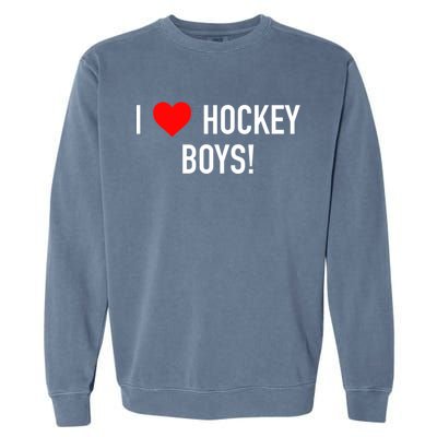 I Love Hockey Graphic Novelty Fun Vintage Style Gift Garment-Dyed Sweatshirt