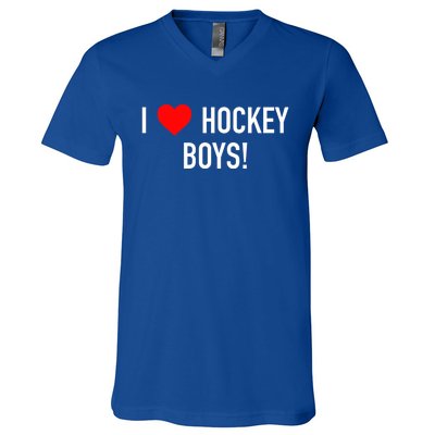 I Love Hockey Graphic Novelty Fun Vintage Style Gift V-Neck T-Shirt