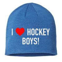 I Love Hockey Graphic Novelty Fun Vintage Style Gift Sustainable Beanie