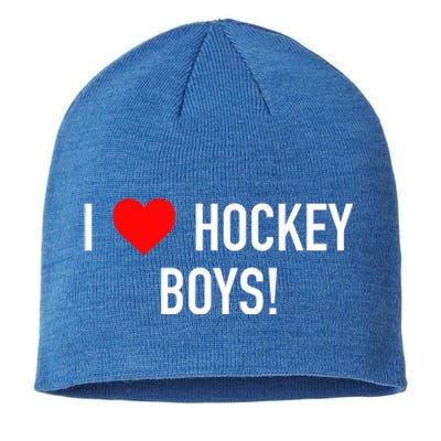 I Love Hockey Graphic Novelty Fun Vintage Style Gift Sustainable Beanie