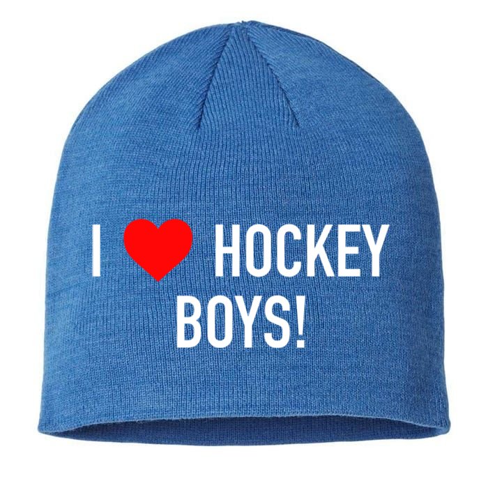 I Love Hockey Graphic Novelty Fun Vintage Style Gift Sustainable Beanie