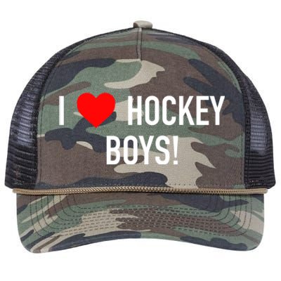 I Love Hockey Graphic Novelty Fun Vintage Style Gift Retro Rope Trucker Hat Cap