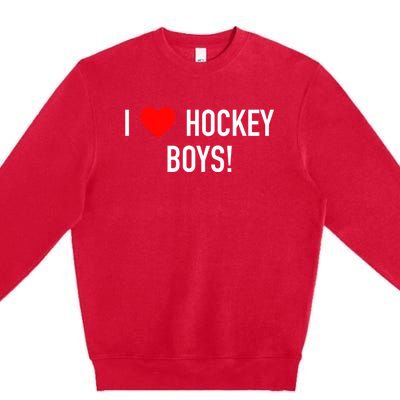 I Love Hockey Graphic Novelty Fun Vintage Style Gift Premium Crewneck Sweatshirt