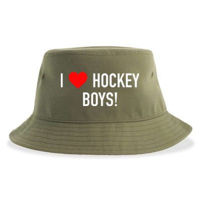 I Love Hockey Graphic Novelty Fun Vintage Style Gift Sustainable Bucket Hat