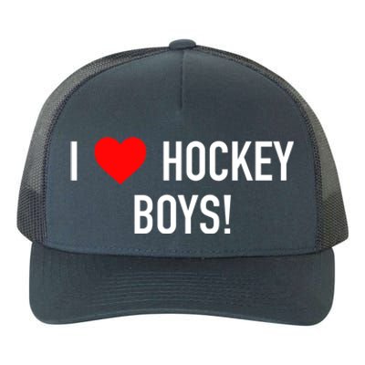 I Love Hockey Graphic Novelty Fun Vintage Style Gift Yupoong Adult 5-Panel Trucker Hat