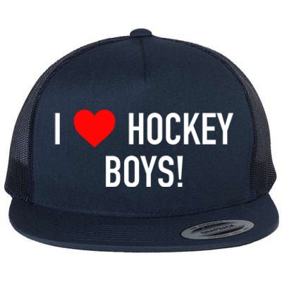 I Love Hockey Graphic Novelty Fun Vintage Style Gift Flat Bill Trucker Hat