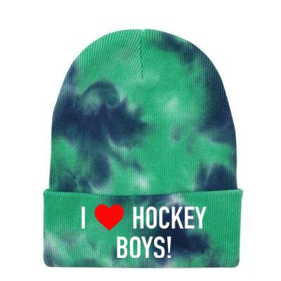 I Love Hockey Graphic Novelty Fun Vintage Style Gift Tie Dye 12in Knit Beanie