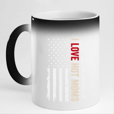 I Love Hot Moms American Usa Flag Gift 11oz Black Color Changing Mug