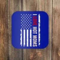 I Love Hot Moms American Usa Flag Gift Coaster