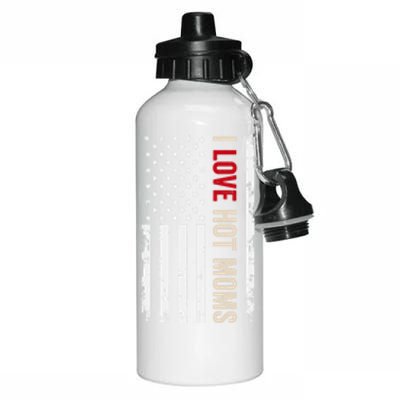 I Love Hot Moms American Usa Flag Gift Aluminum Water Bottle