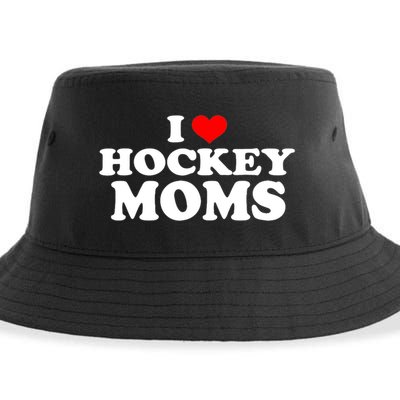 I Love Hockey Moms Funny Design Gift Sustainable Bucket Hat