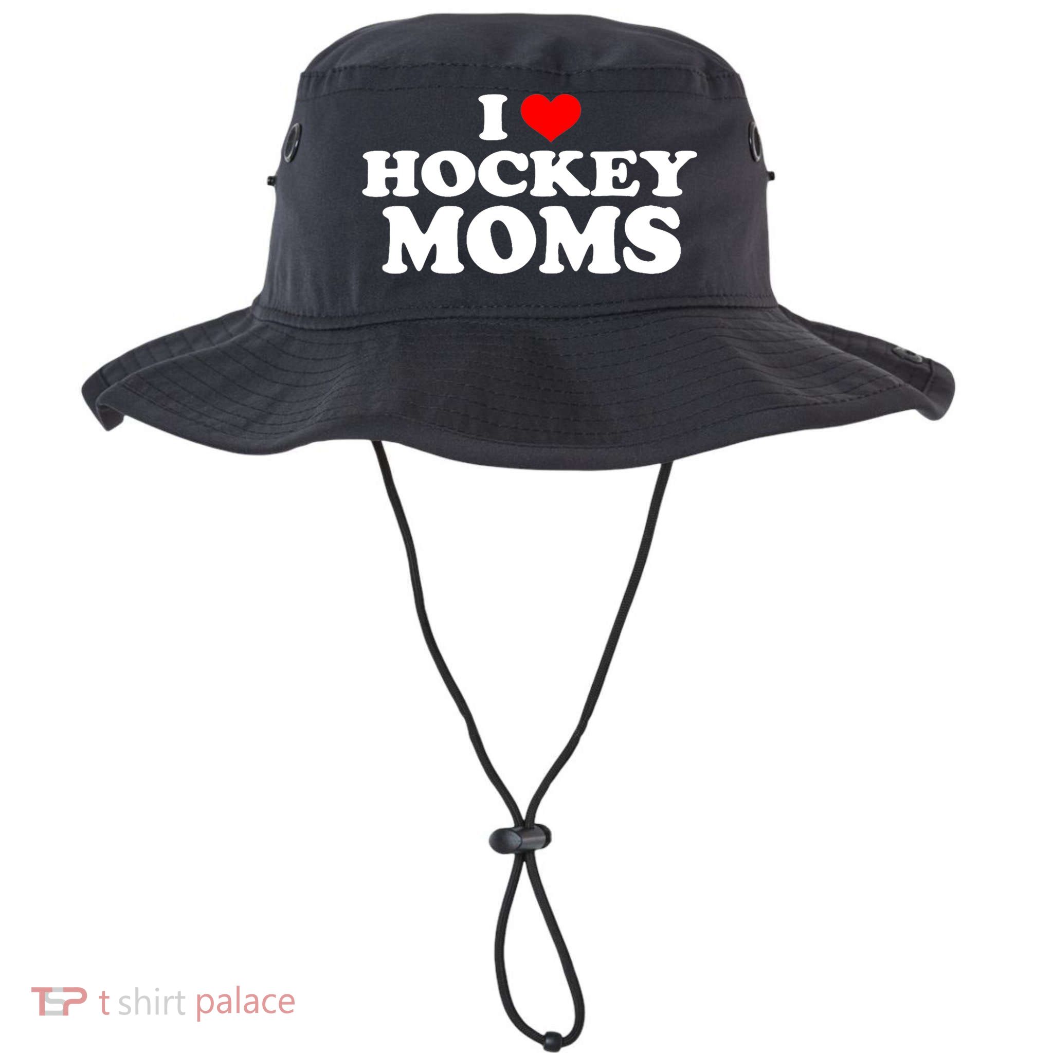 I Love Hockey Moms Funny Design Gift Bucket Hat