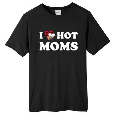 I Love Hot Moms Red Striped Leopard Buffalo Plaid Heart Cute Gift Tall Fusion ChromaSoft Performance T-Shirt