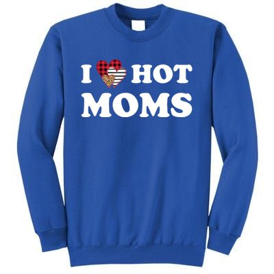 I Love Hot Moms Red Striped Leopard Buffalo Plaid Heart Cute Gift Tall Sweatshirt