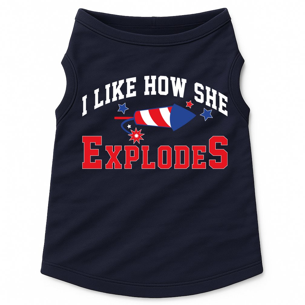 I Like How He Explodes Funny Fireworks Lover Matching Team Couple 4th Of July Doggie Tank