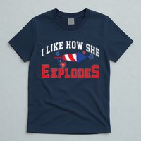 I Like How He Explodes Funny Fireworks Lover Matching Team Couple 4th Of July T-Shirt