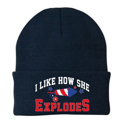 I Like How He Explodes Funny Fireworks Lover Matching Team Couple 4th Of July Beanie