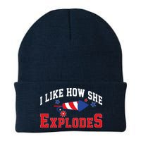 I Like How He Explodes Funny Fireworks Lover Matching Team Couple 4th Of July Beanie