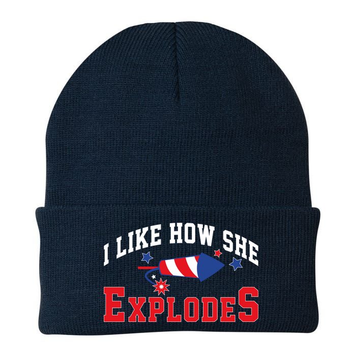 I Like How He Explodes Funny Fireworks Lover Matching Team Couple 4th Of July Beanie