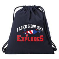 I Like How He Explodes Funny Fireworks Lover Matching Team Couple 4th Of July Drawstring Bag