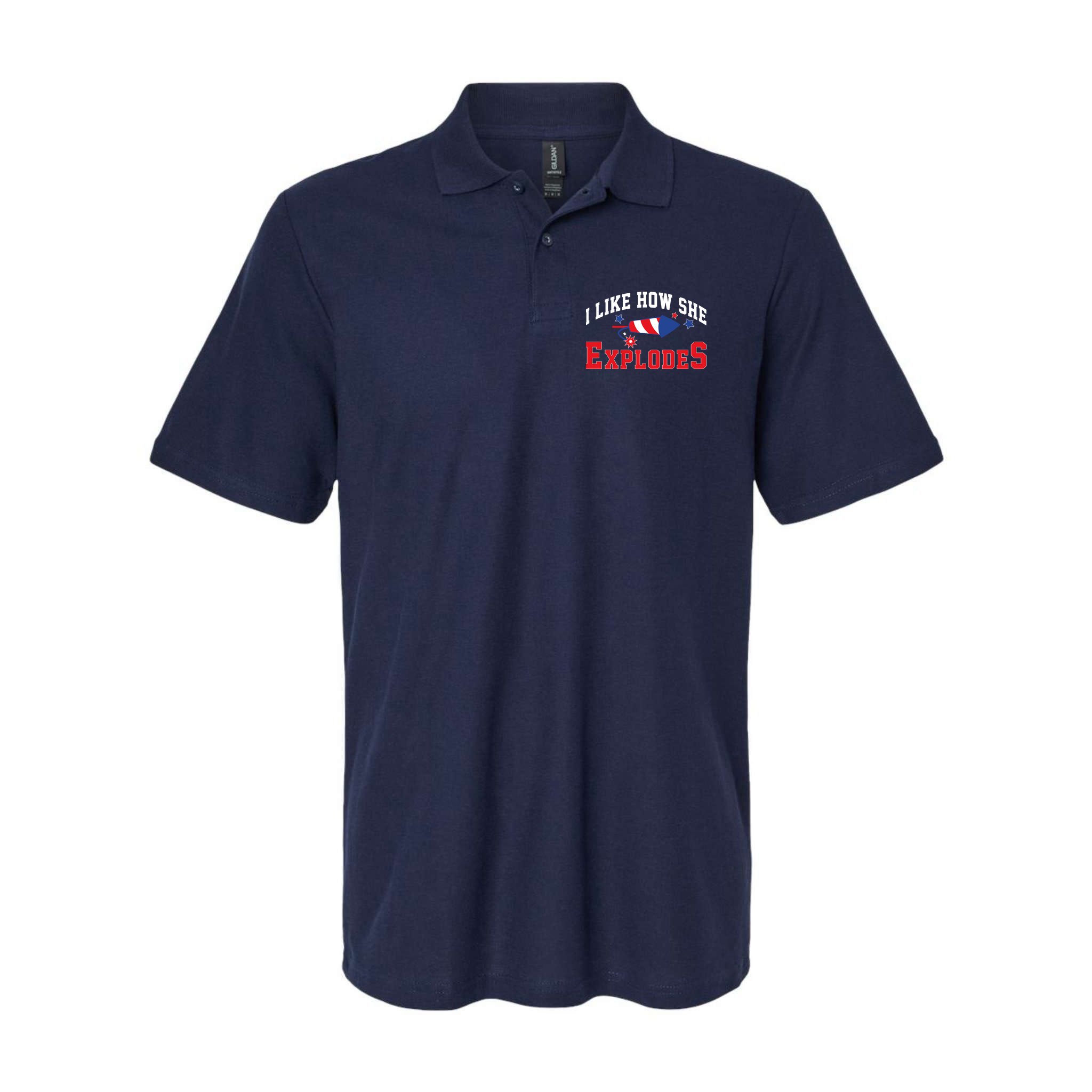 I Like How He Explodes Funny Fireworks Lover Matching Team Couple 4th Of July Polo