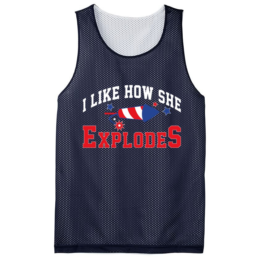 I Like How He Explodes Funny Fireworks Lover Matching Team Couple 4th Of July Mesh Reversible Basketball Jersey Tank