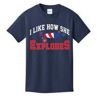 I Like How He Explodes Funny Fireworks Lover Matching Team Couple 4th Of July Kids T-Shirt
