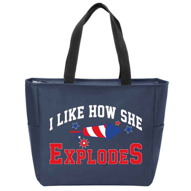 I Like How He Explodes Funny Fireworks Lover Matching Team Couple 4th Of July Zip Tote Bag