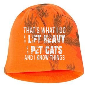 I Lift Heavy Pet Cats And Know Things Funny Gym Kati - Camo Knit Beanie