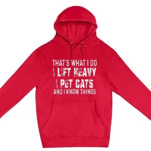 I Lift Heavy Pet Cats And Know Things Funny Gym Premium Pullover Hoodie