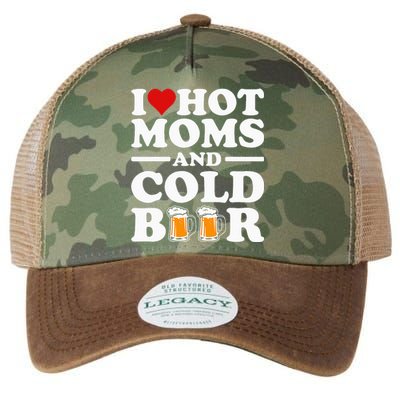 I Love Heart Hot Moms Cold Beer Funny Adult Drinkising Joke Legacy Tie Dye Trucker Hat