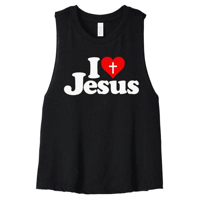 I Love Heart Jesus Christ Women's Racerback Cropped Tank