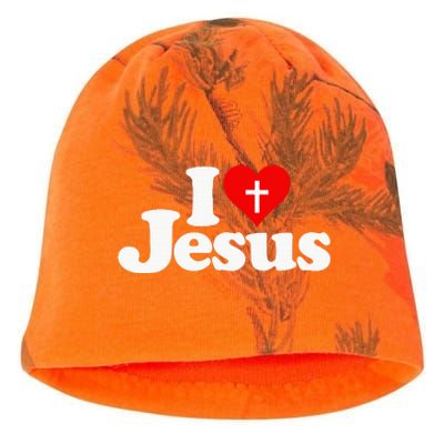 I Love Heart Jesus Christ Kati - Camo Knit Beanie